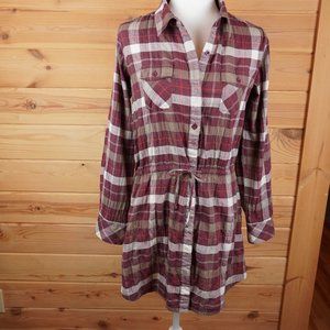 Patagonia Maroon Plaid Button Up Shirt Dress Size Womens Small‎